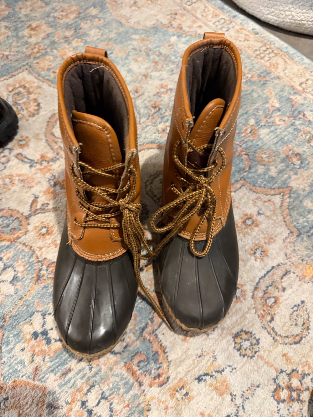 Classic Two-Tone Duck Boots — Brown and Black